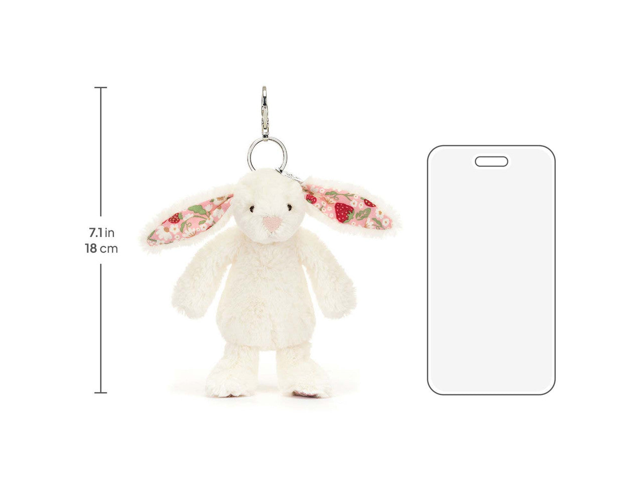 Blossom Cream Bunny Berry Bag Charm, size chart