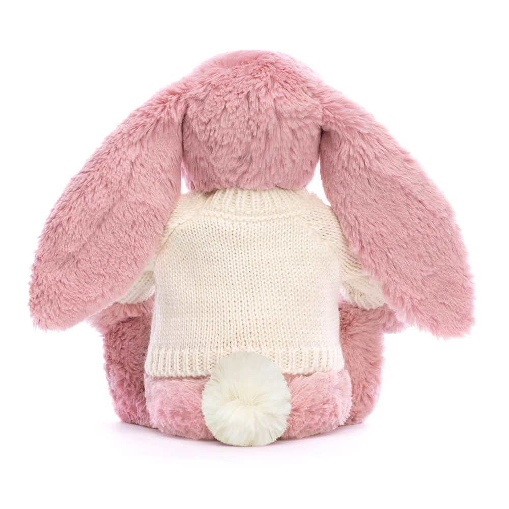 Bashful Tulip Pink Bunny with Personalised Cream Jumper, View 3