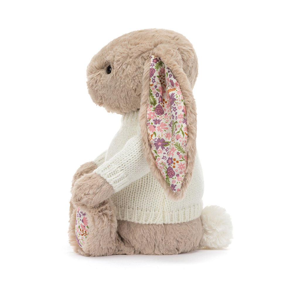 Blossom Beige Bunny 'Petal' with Personalised Cream Jumper, View 2