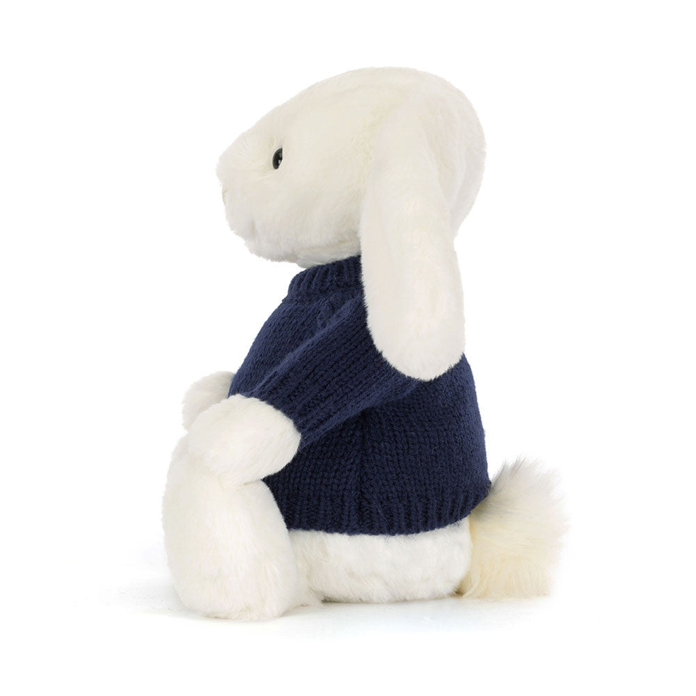Bashful Luxe Bunny Luna with Personalised Navy Jumper, View 3