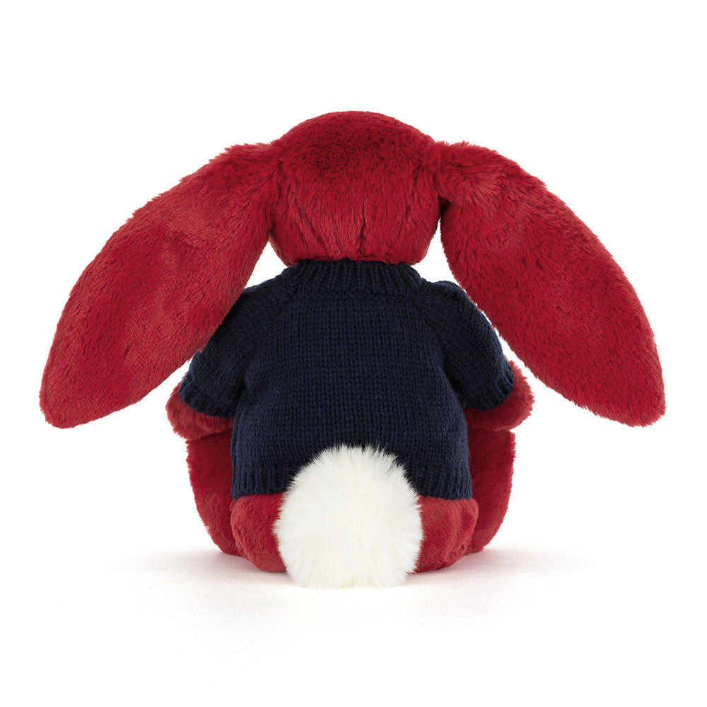 Bashful Luxe Bunny Scarlett with Personalised Navy Jumper. View 4