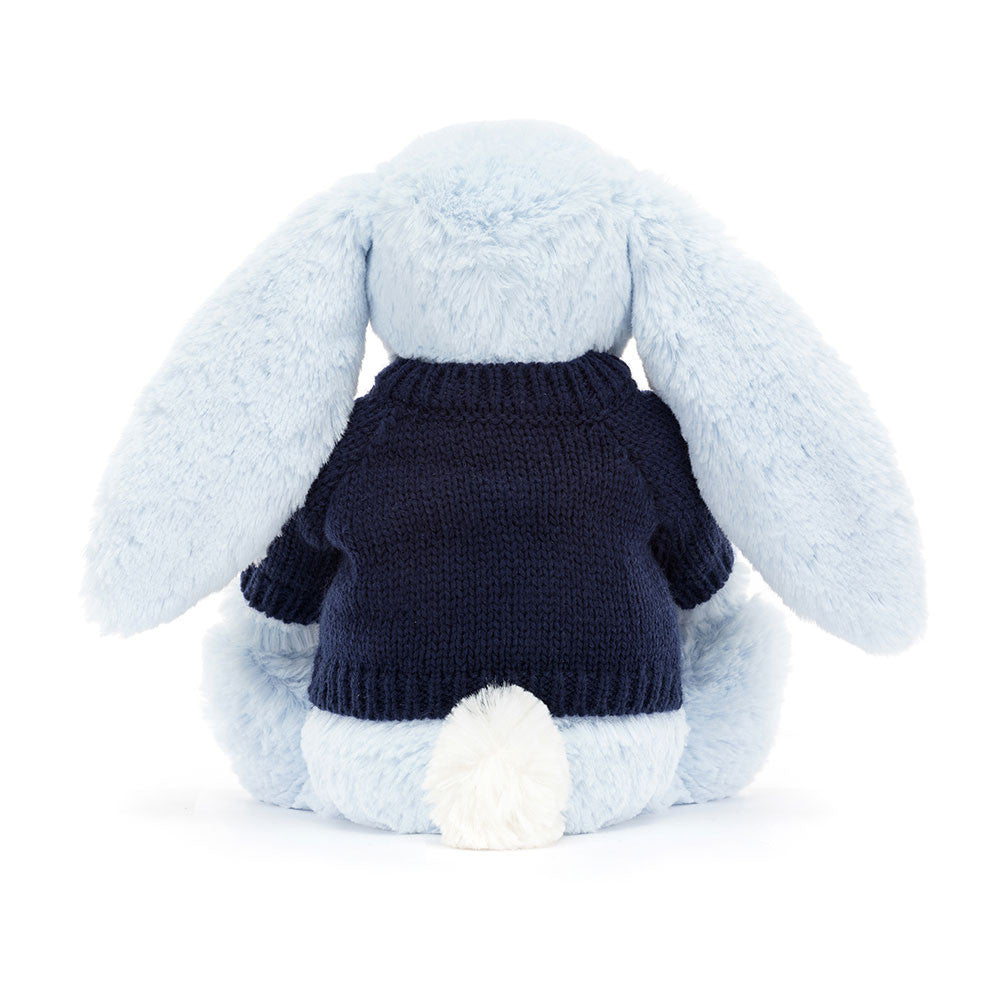 Bashful Blue Bunny with Personalised Navy Jumper, View 4
