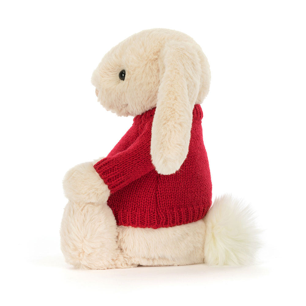 Bashful Luxe Bunny Willow with Personalised Red Jumper, View 3
