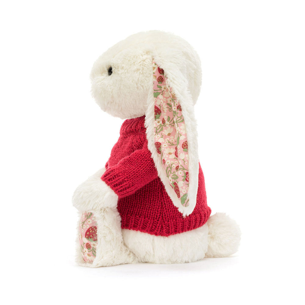Blossom Cream Bunny 'Berry' with Personalised Red Jumper, View 2