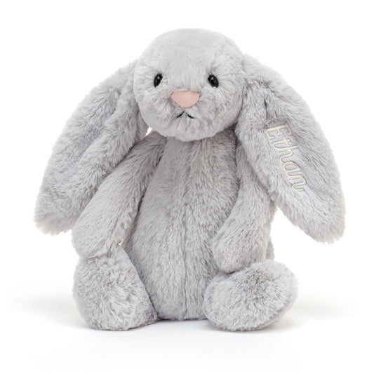 Personalised Bashful Silver Bunny Medium, View 4